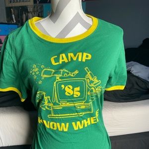 camp know where stranger things tee